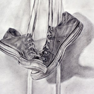Converse, Fine art print, Sneakers, Still life, graphite