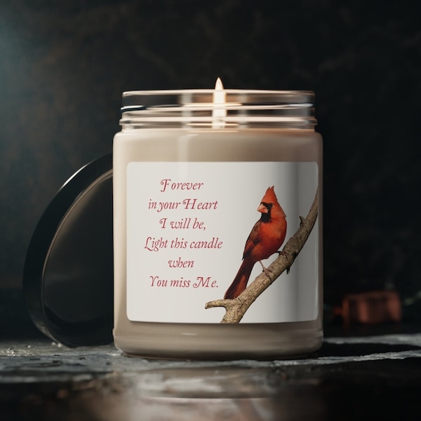 Thinking of You Cardinal Candle, Loss of Loved One, Mother's Day Gift, Forever in Your Heart,  Sympathy Soy Candle, Missing You Gift