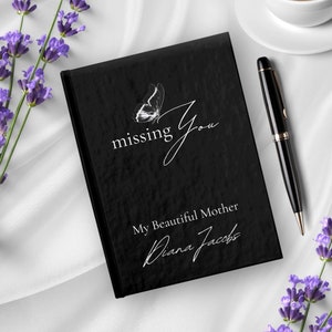 Diario de duelo personalizado "Te extraño", regalo conmemorativo por la pérdida de mamá, cuaderno espiral con mariposas personalizado, regalo sentimental, libro de recuerdos amorosos
