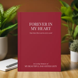 Diario de duelo personalizado "Por siempre en mi corazón", regalo conmemorativo por la pérdida de una hija, regalo de condolencias personalizado para ella, cuaderno de recuerdos.