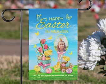 Easter in Heaven Personalized Memorial Garden Flag, Custom Cemetery Flag Decoration, Loss of Daughter House Banner, Remembrance Gift
