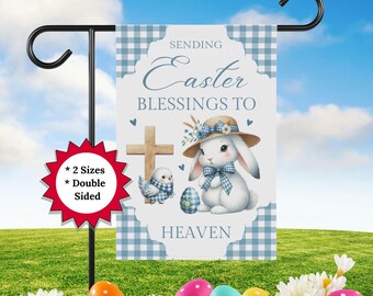 Easter Memorial Garden Flag – Remembrance Gift for Easter – Loss of Loved One – Farmhouse Spring Cemetery Decoration – Bunny Decor