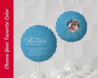 Glücklicher Vatertag im Himmel Personalisierter wiederverwendbarer Fotoballon, Verlust des Vatergedenkballons, kundenspezifisches Beileidgeschenk, Erinnerungsgeschenk