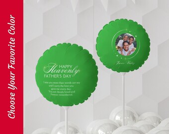 Glücklicher Vatertag im Himmel Personalisierter wiederverwendbarer Fotoballon, Verlust des Vatergedenkballons, kundenspezifisches Beileidgeschenk, Erinnerungsgeschenk