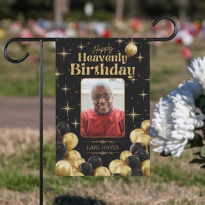 Alles Gute zum Geburtstag Personalisierte Gedenkgarten Flagge, Benutzerdefinierte Friedhof Dekoration, Verlust der Liebe Ein Sympathie Geschenk, In Erinnerung an Banner