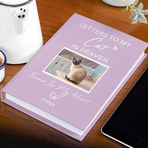 Diario de duelo de foto de gato personalizado, pérdida de gato, regalo de simpatía de mascota personalizado, cuaderno conmemorativo de mamá de gato, pérdida de regalo de recuerdo de mejor amigo