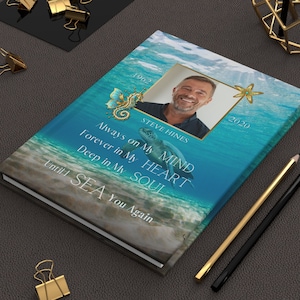 Diario de duelo personalizado de tapa dura, cuaderno de espiral con fotos personalizado bajo el mar, regalo de condolencia por la pérdida de un ser querido, regalo de condolencia en memoria