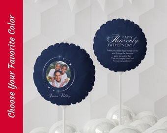 Glücklicher Vatertag im Himmel Personalisierter wiederverwendbarer Fotoballon, Verlust des Vatergedenkballons, kundenspezifisches Beileidgeschenk, Erinnerungsgeschenk