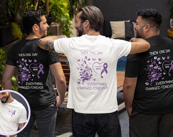 Personalized Overdose Awareness T-Shirt, In Memory of Hoodie, Purple Ribbon Memorial Sweatshirt, Matching Family Support Shirts Gift for Him