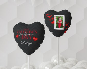 Glücklicher Valentinstag im Himmel Personalisierter wiederverwendbarer Fotoballon, Verlust des geliebten Erinnerungsgeschenks, kundenspezifischer Valentinsherzballon