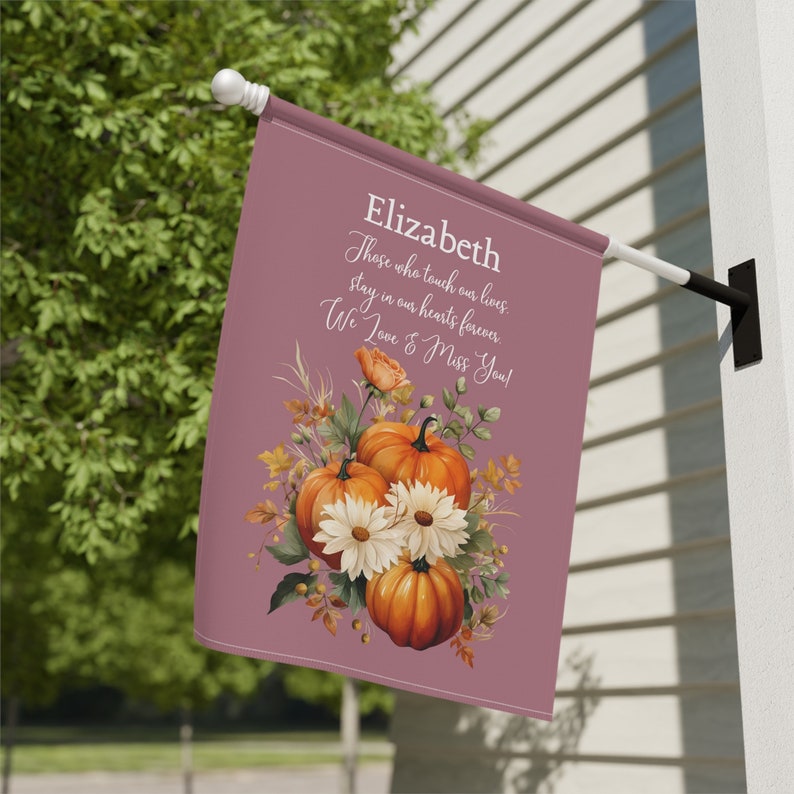 Personalized Memorial Garden Flag, Outdoor Pumpkin Fall Decor, Custom ...