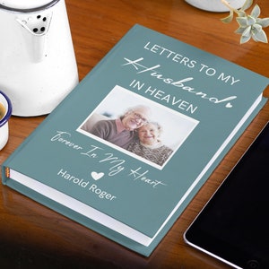 Diário de luto com foto personalizada, presente em memória da perda do marido, caderno de cartas para o marido no céu, presente de simpatia pela perda de um ente querido