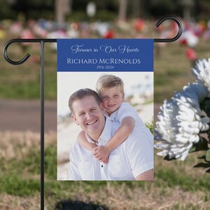 Personalized Memorial Photo Garden Flag, Custom Cemetery Flag, In Loving Memory House Banner, Loss of Dad Remembrance Gift, Grave Decoration