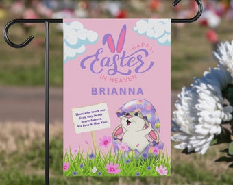 Happy Easter in Heaven Personalized Memorial Garden Flag, Custom Cemetery Flag Decoration, Loss of Daughter House Banner, Remembrance Gift