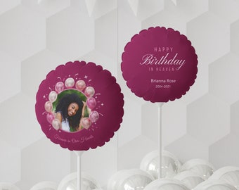 Alles Gute zum Geburtstag im Himmel Personalisierter wiederverwendbarer Fotoballon, Verlust des geliebten Sympathiegeschenks, kundenspezifischer Geburtstagsballon, Erinnerungsgeschenk