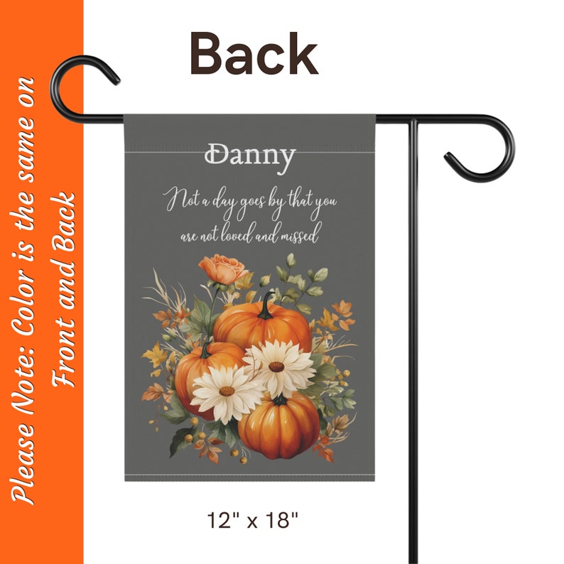 Personalized Memorial Garden Flag, Outdoor Pumpkin Fall Decor, Custom ...