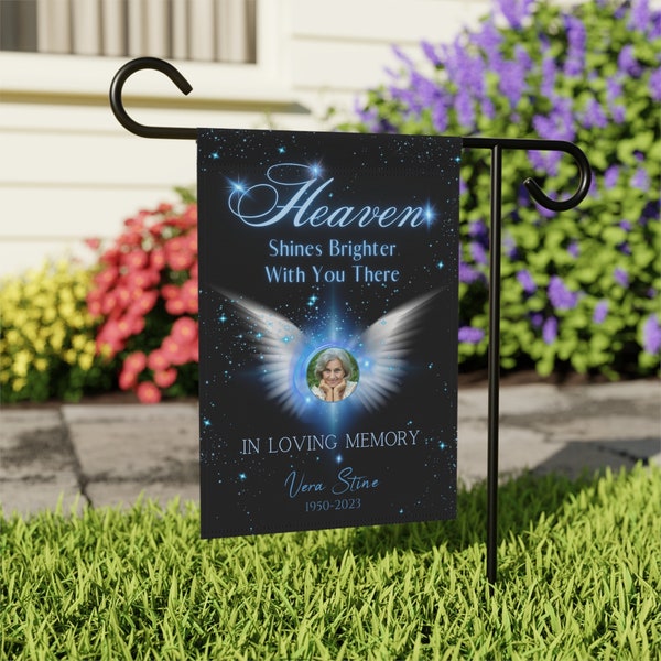 Personalized Memorial Garden Flag, In Loving Memory Sympathy Gift, Custom Cemetery Flag, Loss of Loved One House Banner, Angel in Heaven