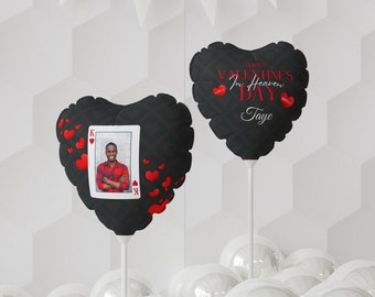 Happy Valentine's Day in Heaven Personalized Reusable Photo Balloon, Loss of Loved One Remembrance Gift, Customized Valentine Heart Balloon