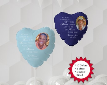 Personalized Memorial Reusable Photo Heart Balloon, Because Someone We Love is in Heaven, Loss of Father Remembrance Gift, Sympathy Keepsake