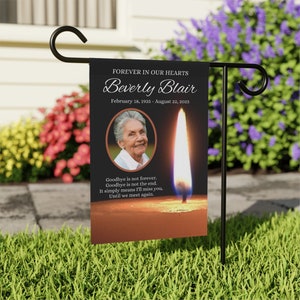 Personalized Memorial Garden Flag, Custom Photo Cemetery Flag, In Loving Memory Candle House Banner, Loss of Loved One Condolence Gift