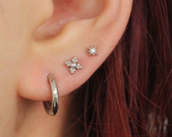 Silver Earring Set, Stud Earrings, Star Studs, Wedding earrings, Multiple Earrings Set, Huggies Earrings, Stacking Earrings, Mini Hoops Gift
