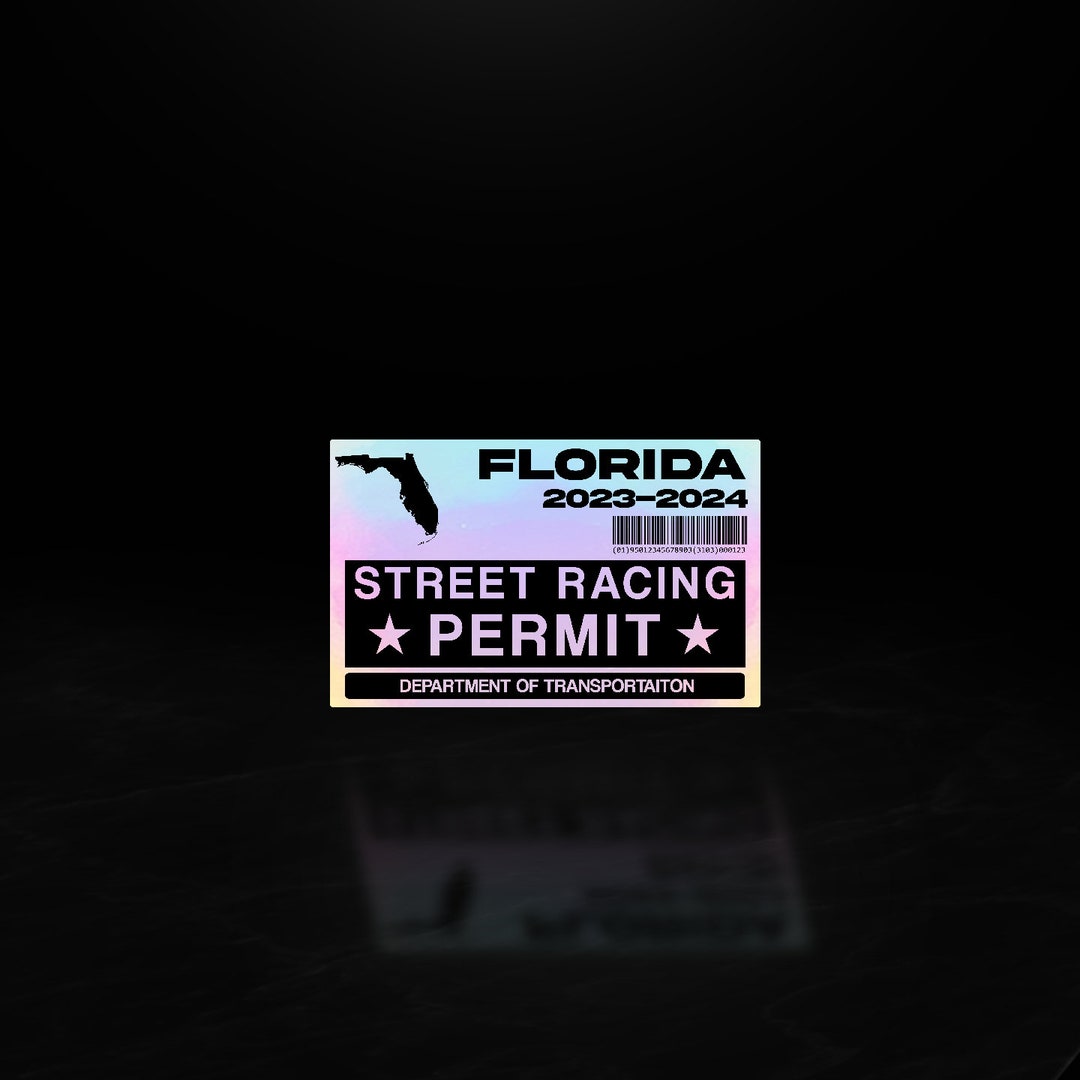 Street Racing Permit Holographic Sticker Funny Stickers Etsy
