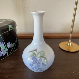 Vintage Bing & Grøndahl Floral Bud Vase | Purple Flower Hand-painted Vase | Blue Floral Vase | Copenhagen Denmark | Vintage Home Decor