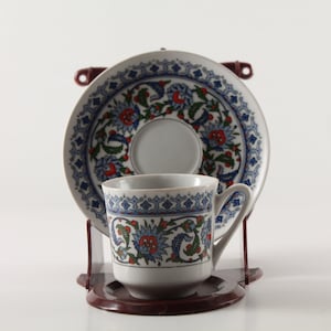 Kütahya Porselen Turkish Coffee Demitasse Cup | Espresso Cup and Saucer | Porcelain | Teacup and Saucer Set | Vintage Decor Vintage Teacup