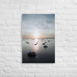 Harbor Boats in Watch Hill Cove Thin Canvas Print — Rhode Island Coastal Photography — Nautical Wall Art — Maritime Travel Decor