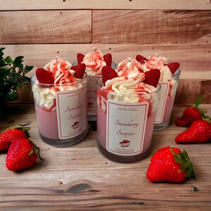 Strawberry Cheesecake Candle | Dessert Candle | Strawberry Cheesecake Candle | Whipped Candle