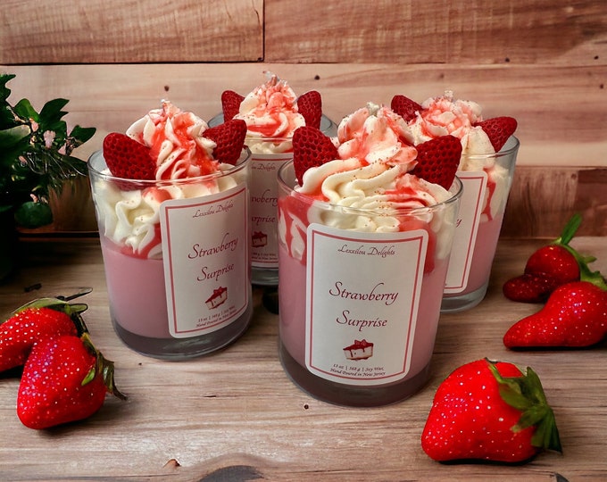 Strawberry Cheesecake Candle | Dessert Candle | Strawberry Cheesecake Candle | Whipped Candle