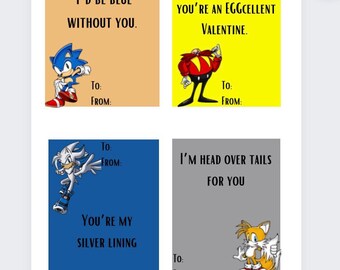 Sonic the Hedgehog Valentines Cards - Etsy