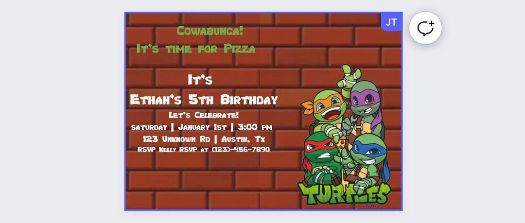 Ninja Turtle Birthday Template - Etsy