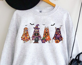 Halloween Sweatshirt, Halloween Sweater, Ghost Sweatshirt, Halloween Dog Sweatshirt, Ghost Dog Shirt 2026 Halloween, Ghost Dogs Shirt