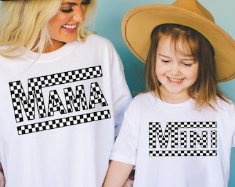 Checkered Mama and Me Shirt, Mama and Mini Shirt, Mama and Mini Tee, Checkered Shirt, Retro Mama and Baby Shirt, Mother’s Day Shirt