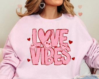 Love Vibes Shirt, Valentine's Day Shirt, Valentine's Shirt, Valentine's Day Sweatshirt, Retro Valentines Sweatshirt, Groovy Valentines Shirt