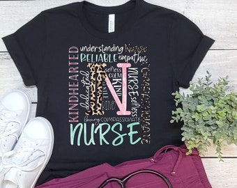 Chemise infirmière rétro, chemise infirmière, chemise infirmière femme, chemise cadeau infirmière, t-shirts infirmière, t-shirts infirmière, cadeau chemise infirmière, t-shirt mignon infirmière typographie