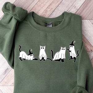 Halloween Sweatshirt,Cat Sweatshirt,Ghost Shirt,Black Cat Shirt,2023 Spooky Seas,Cool Halloween Cat Shirt,Cat Lover Tshirt,Halloween Sweater