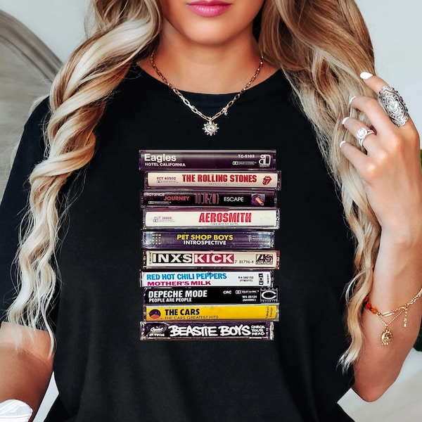 80's Rock Cassette Shirt Gift For Music Lover, Vintage Music Band Sweatshirt, Retro Cassette Tapes T-Shirt, Old School Music Band Clothing