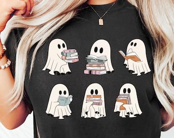Ghost Reading Shirt, Teacher Halloween Shirt, Librarian Shirt, Book Lover Tshirt, Reading Shirt, Teacher Shirt, Halloween School Shirt