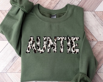 Auntie Sweatshirt, Buffalo Plaid Auntie Sweatshirt, Cow Pattern Auntie Hoodie, Western Aunt Sweatshirt, Auntie to be Sweatshirt, Aunt Gift