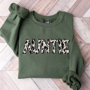 Auntie Sweatshirt, Buffalo Plaid Auntie Sweatshirt, Cow Pattern Auntie Hoodie, Western Aunt Sweatshirt, Auntie to be Sweatshirt, Aunt Gift