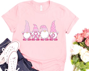 Gnomes Breast Shirt, Breast Cancer Awareness Tee, Cancer T Shirt, Pink Ribbon Shirt, Breast Cancer Shirts, Hope Cure Shirt, Cancer Shirts