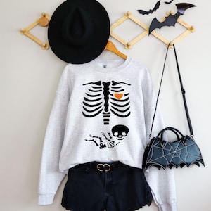 Skeleton Halloween Maternity Sweatshirt, Funny Pregnancy Announcement Shirt 2023, Pregnant Women Costume, Fall New Mom Sweater, Mommy to Be