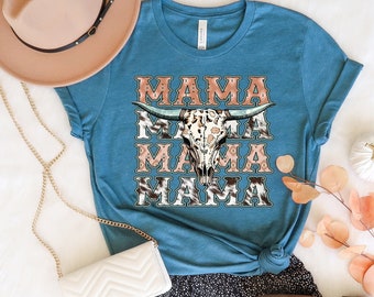 Mama Shirt Mom Shirt Western Mama Crewneck Pullover Cowhide Mothers Day Gift For Mom Outfit Mama Loungewear Announcement Shirts