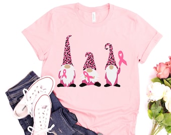 Gnomes Breast Shirt, Breast Cancer Awareness Tee, Cancer T Shirt, Pink Ribbon Shirt, Breast Cancer Shirts, Hope Cure Shirt, Cancer Shirts