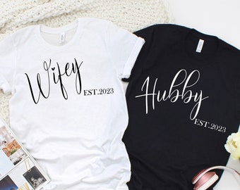 Wifey and Hubby Shirt, Wedding Party Shirt, Honeymoon Shirt,Wedding Shirt,Wife and Hubs Shirts, Just Married Shirts, Matching Couple Shirt
