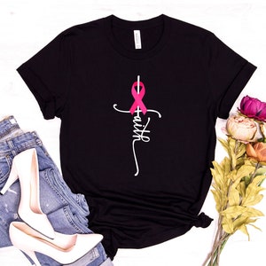 Faith Ribbon Breast Cancer Shirt, Breast Cancer Awareness T Shirt, Breast Cancer Shirt, Breast Cancer Awareness Month Tshirt, Ribbon Shirt