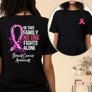 No One Fights Alone Shirt, Warrior Shirt, Cancer Support Shirt, Gift Breast Cancer Awareness Shirts for Women, Pink Ribbon October Shirt