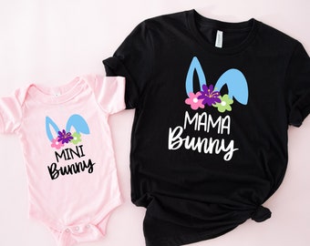 Mommy and Me Easter Shirts - HAPPY EASTER Matching Shirts, Matching Easter Shirts, Mother Daughter Matching Outfit Easter Day, Mama Bunny